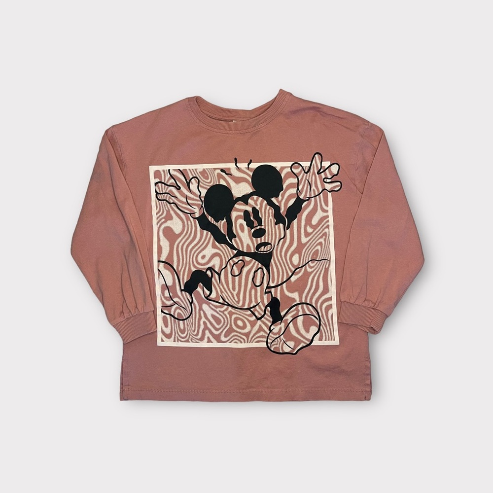 Zara x Disney Mauve Pink Mickey Mouse Graphic Long Sleeve Top